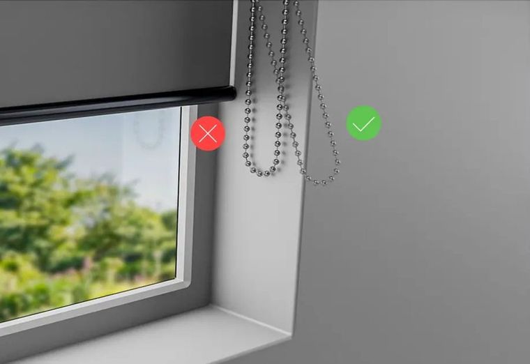 No room: angle the chain to the wall beside the window